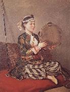Jean-Etienne Liotard Girl in Turkish Costume with Tambourine oil painting